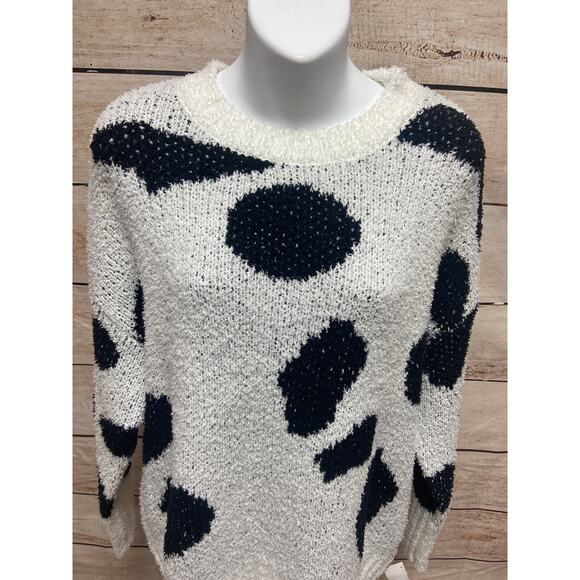 The Impeccable Pig Womens Sweater Size Small Pullover Black White Dots New - Picture 6 of 11